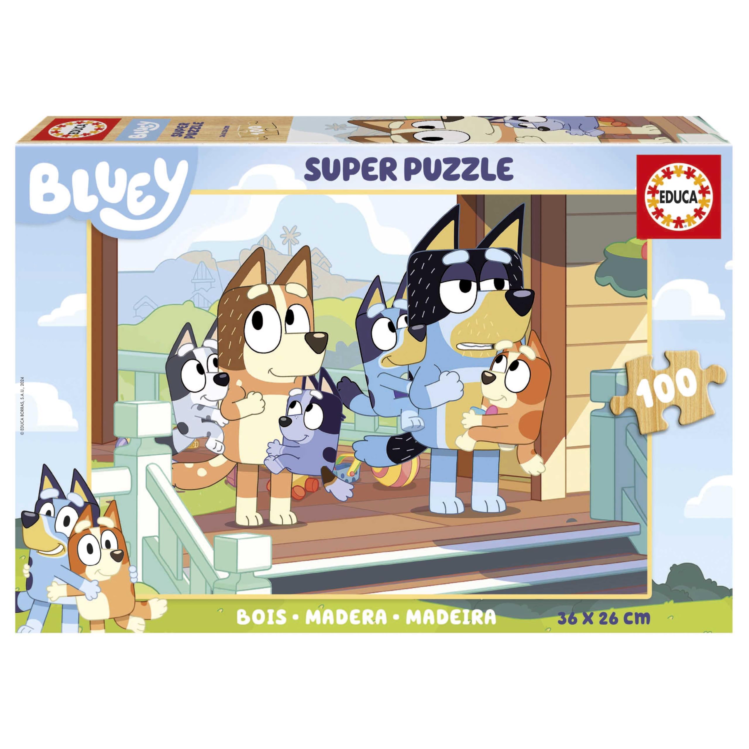 Educa - Holzpuzzle Bluey | 100 Teile Holzpuzzle für Kinder | Bluey Kinderpuzzle, Holzpuzzle Disney | ab 5 Jahren (19967)