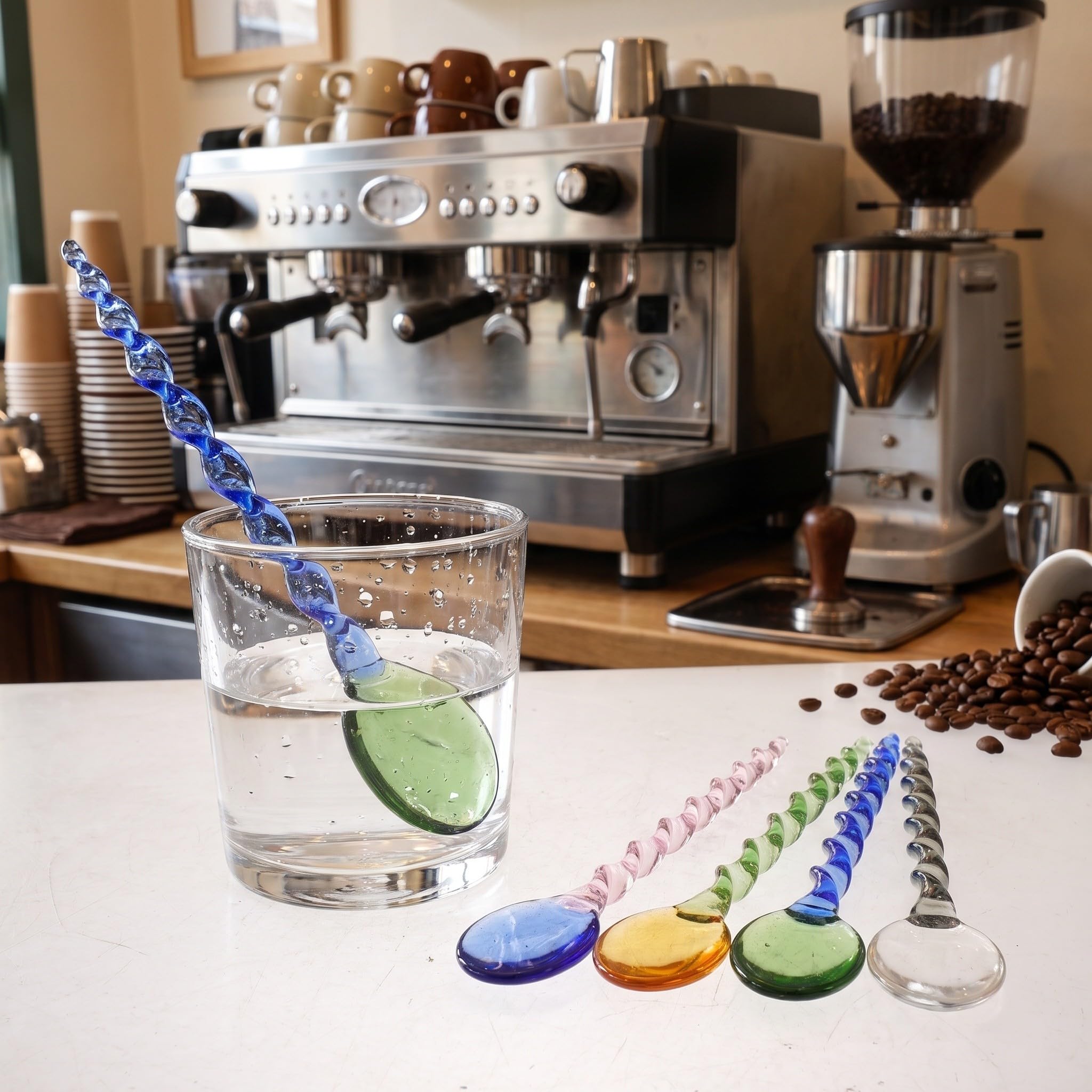 Zerodeko Set di 5 cucchiai da mescolare in Vetro, Bastoncini per Cocktail.