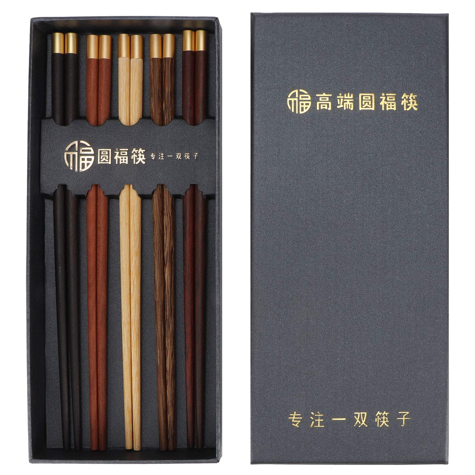 Baguettes en bois rouge avec supports : lot de 5 paires réutilisables pour vos repas asiatiques