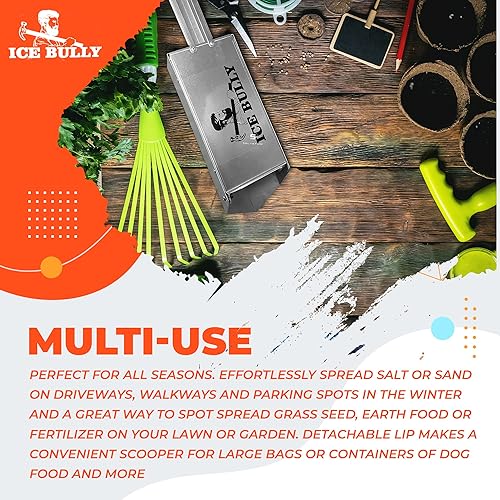 Miniatura 3 de Esparcidor de mano para sal, fertilizante, alimento, semillas y arena, pala esparcidora multiuso para esparcir fácilmente la nieve y el