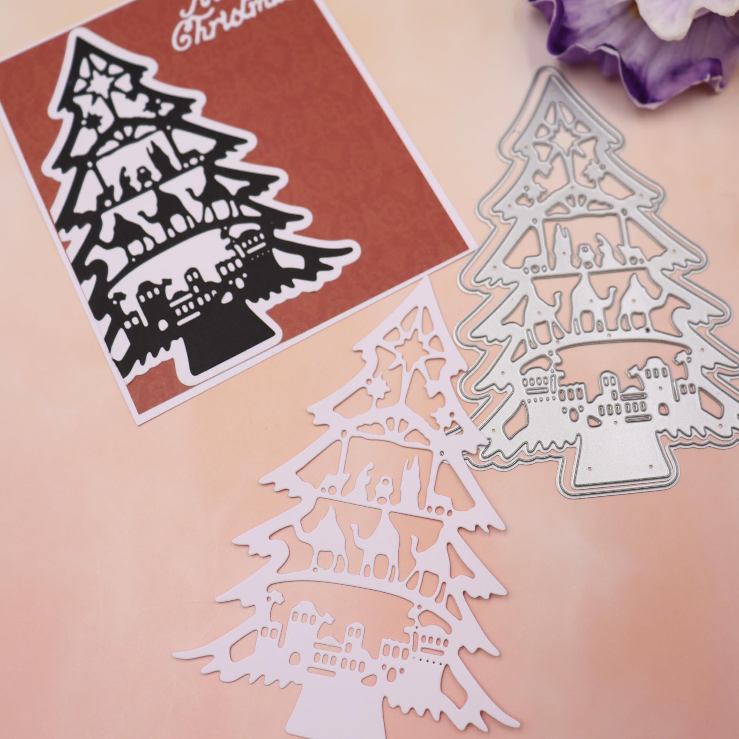 Troqueles de árbol de Navidad fantasma para hacer tarjetas, sellos, troqueles de corte para manualidades, álbumes de recortes, manualidades, decoraciones en relieve