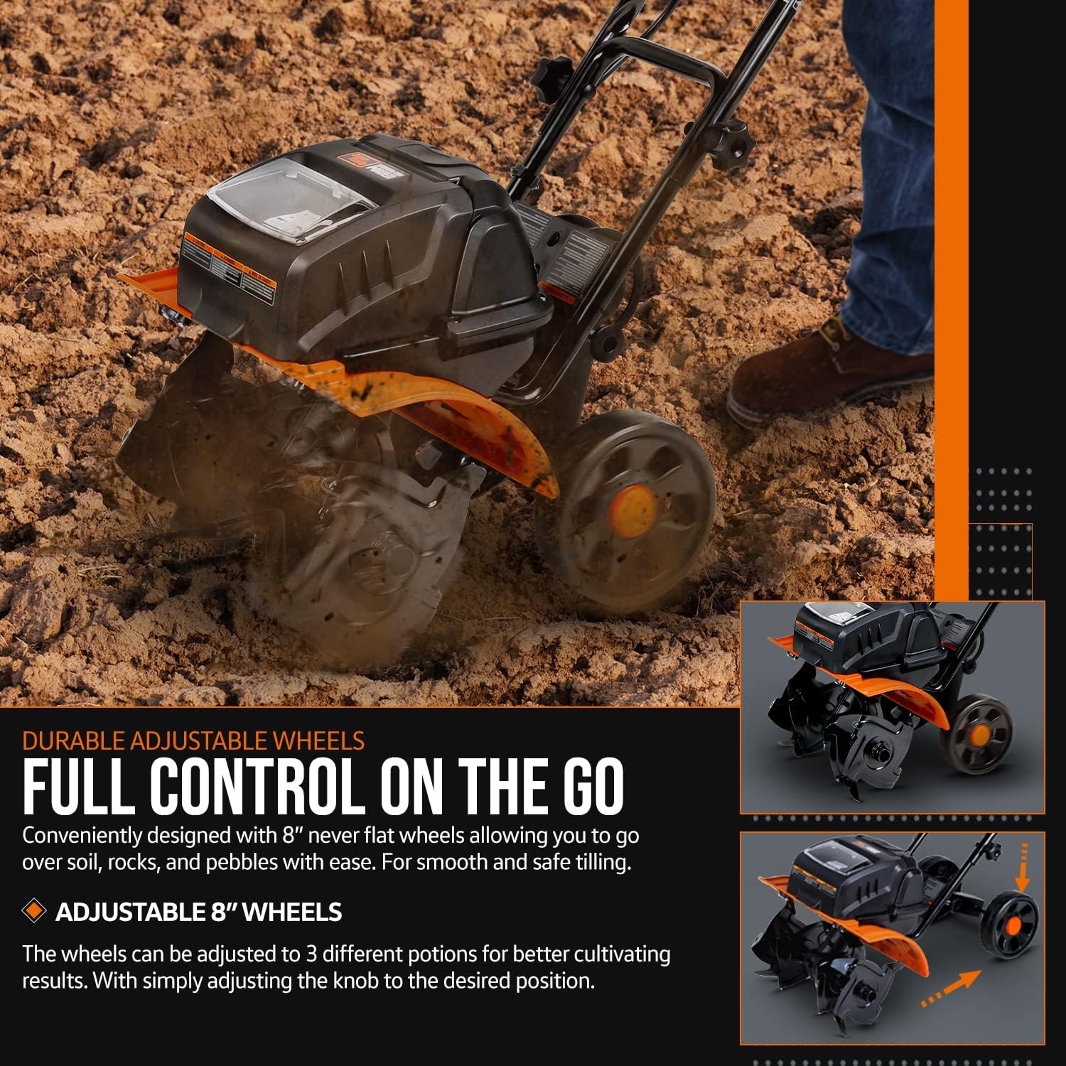 Buy SuperHandy Electric TillerCultivator, Battery powered 40V Lion