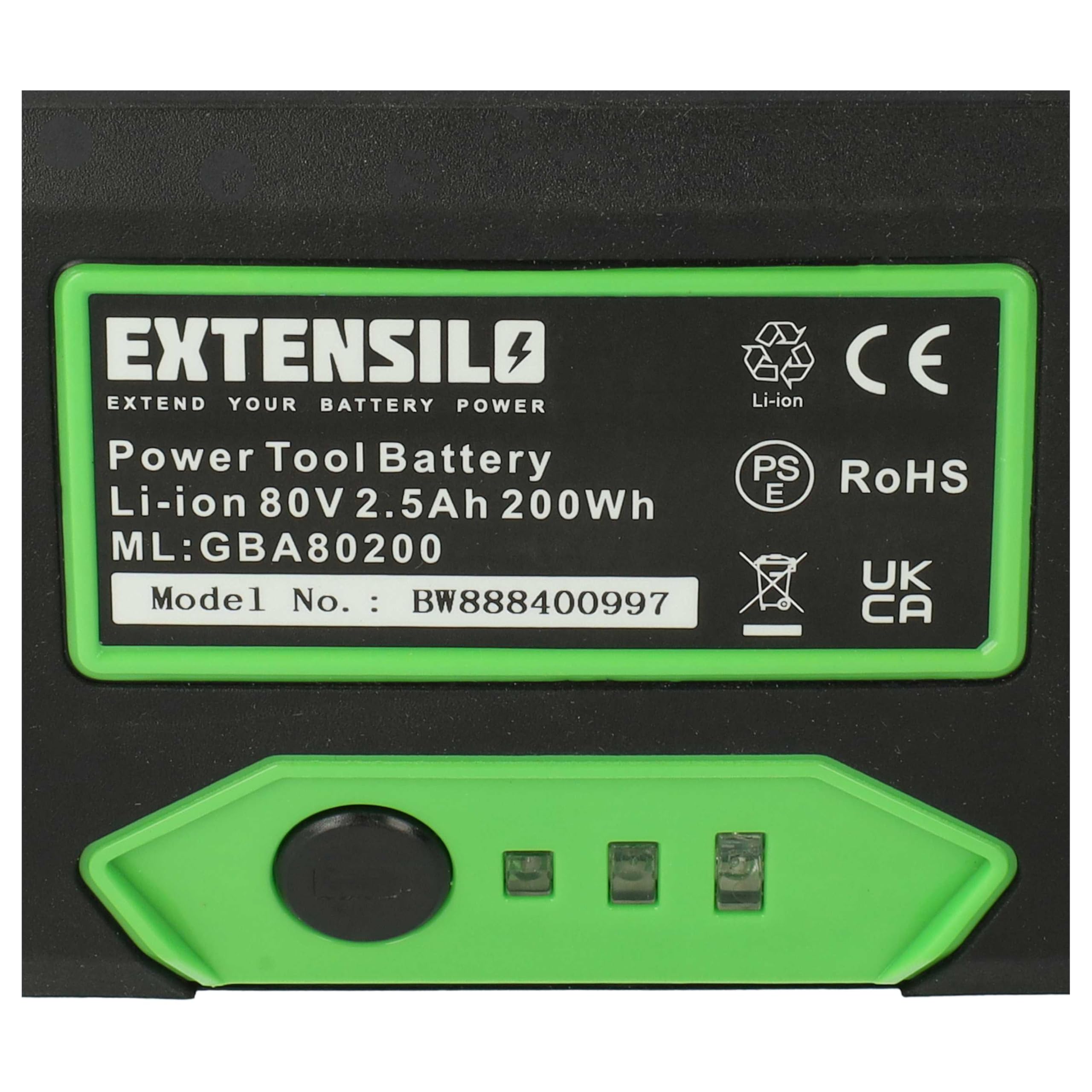 2x batteria sostituisce Remarc 82V430G per utensile elettrico (2500 mAh, Li-Ion, 80 V)