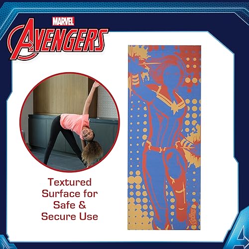 Miniatura 4 de Marvel Captain Marvel - Tapete de yoga antideslizante para niños y niñas, para todo uso, PVC, accesorios de fitness y entrenamiento, azul marino,
