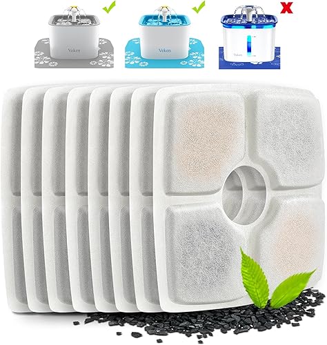 Veken Replacement Filters for 84oz25L Automatic Pet Fountain Cat Water Fountain Dog Water Dispenser Veken Replacement Filters for 84oz25L Automatic Pet Fountain Cat Water Fountain Dog Water Dispenser