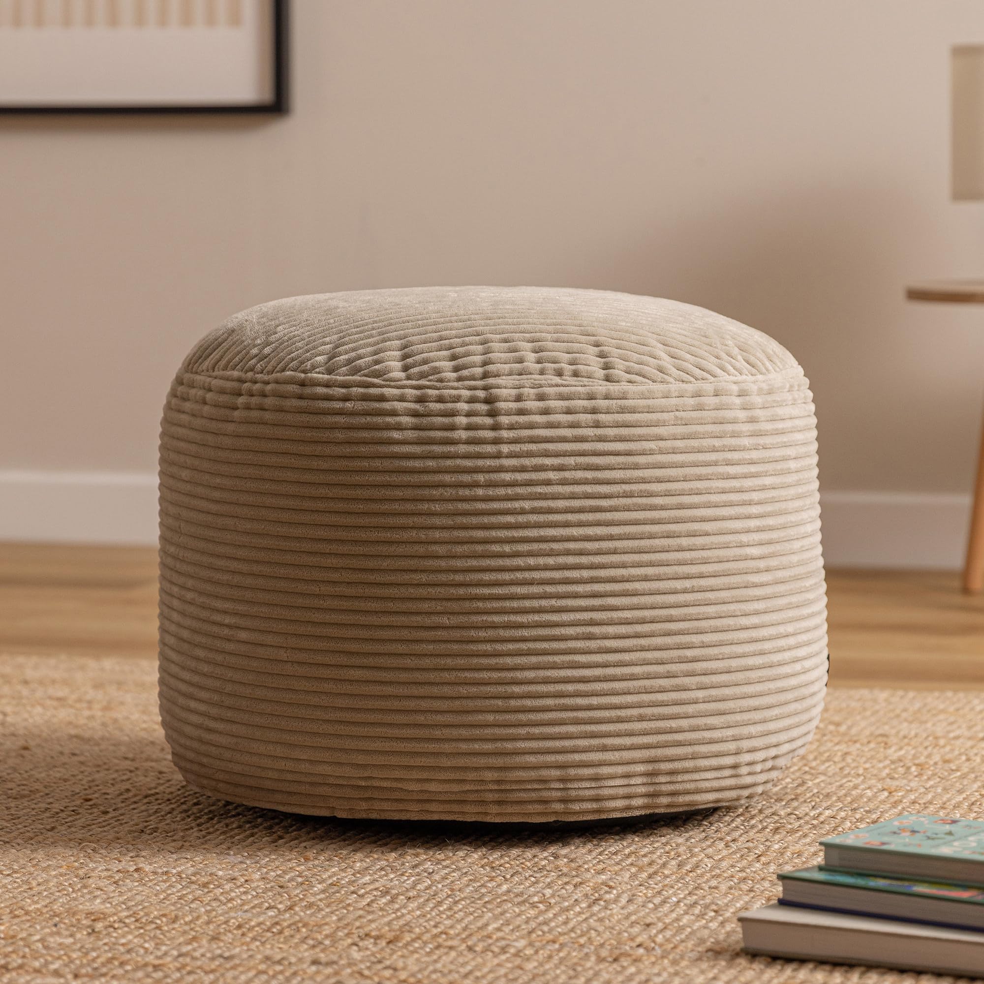 icon Classico Poltrona Sacco, Beige, Velluto a Coste, Pouf Poltrona con