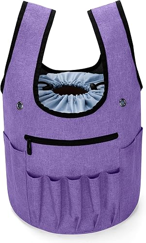 CURMIO Bolso de mano para tejer, bolsa de muñeca de proyecto de hilo con cordón para agujas de tejer, ganchos de ganchillo y suministros