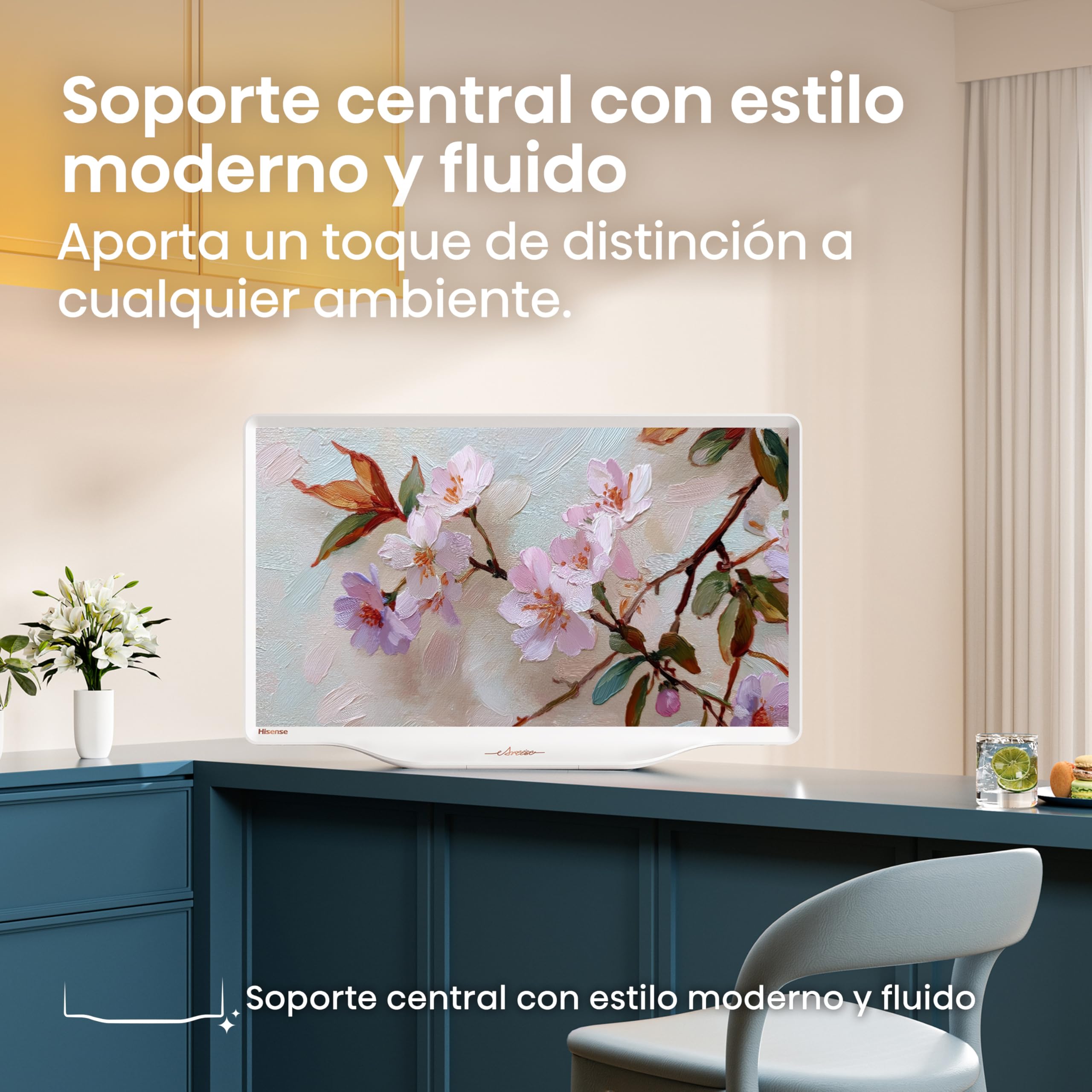 Hisense 32S5Q - Hi-QLED Smart TV 32 Pulgadas, Lifestyle TV, Diseño Artístico, Gallery Color, Dolby Atmos, Diseño Versátil, Modo Arte, Peana Moderna, Share to TV