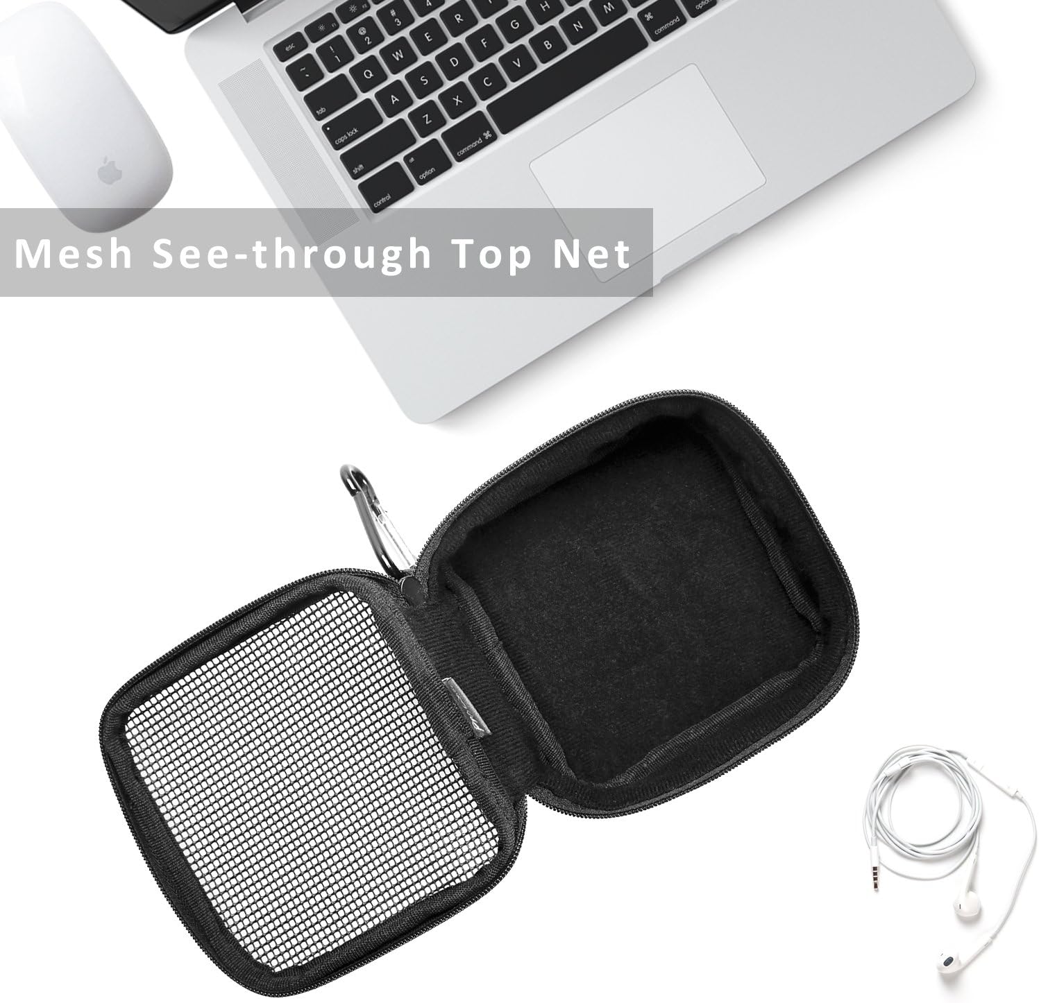 ProCase MacBook Power Adapter Bag Accessories Organizer, Portable Storage Carrying Bag for Apple MacBook MagSafe / MagSafe 2 Power Adapter, Magic Mouse, Earphones and USB Flash Disk –Black