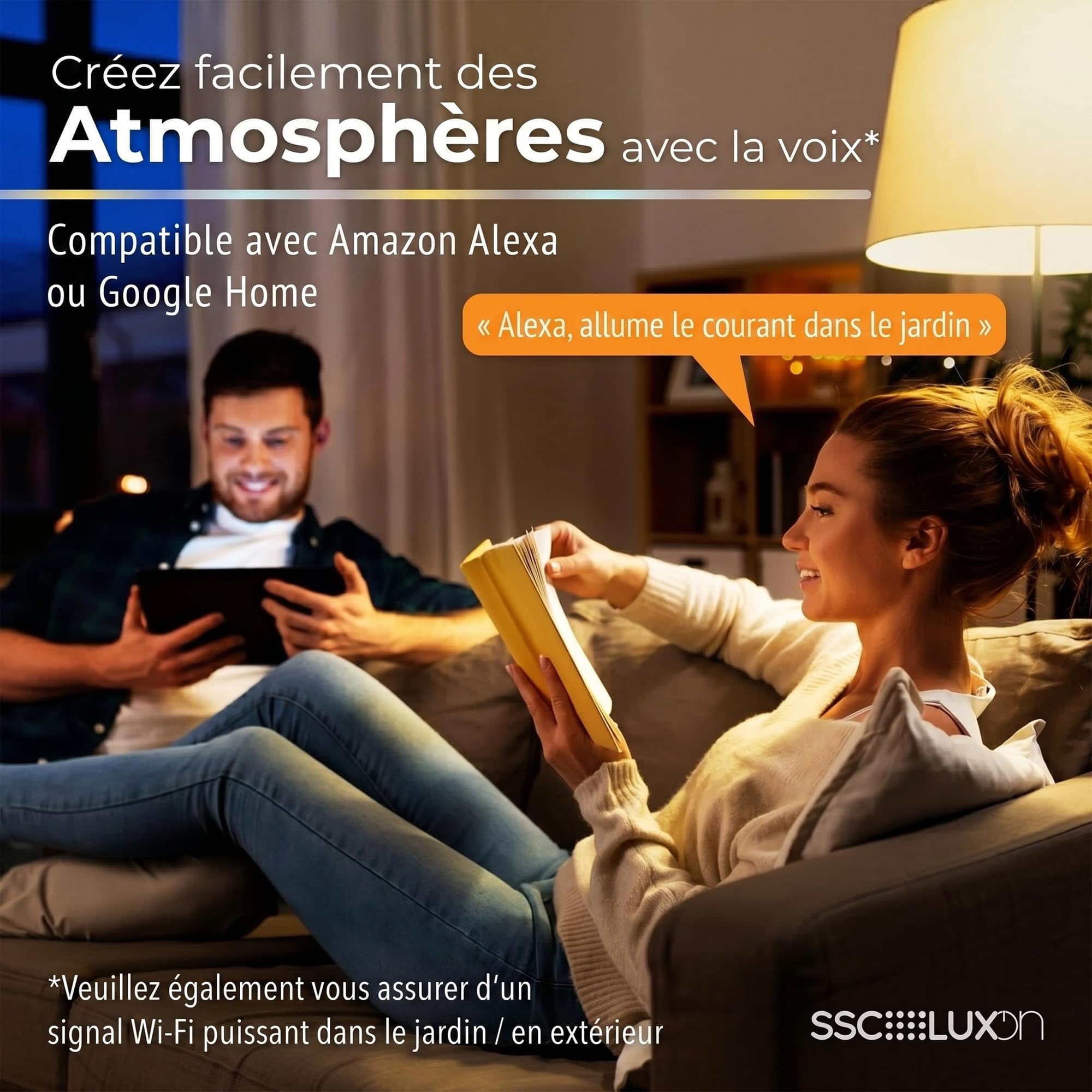 SSC-LUXon ZAVO Colonne de prise d'extérieur Wi-Fi noir avec 2 prises - Prise extérieure intelligente IP44 compatible avec Amazon Alexa