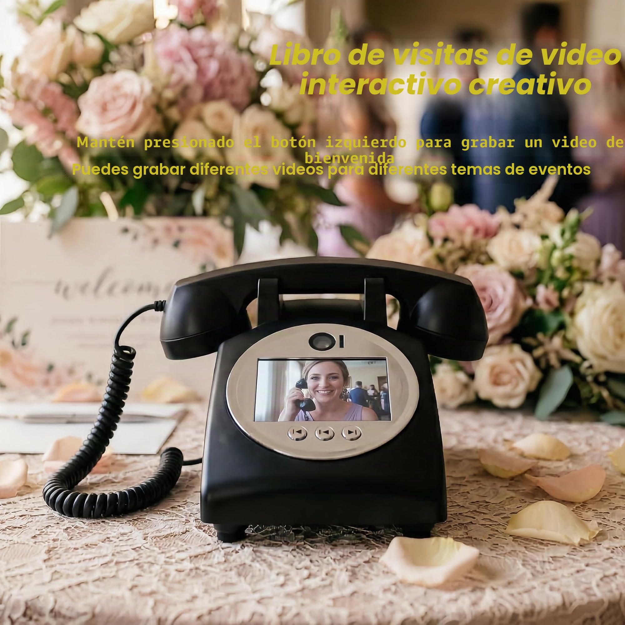 RetroVox Libro de visitas de Video y Audio, Libro de visitas para teléfono de Boda (B Azul)
