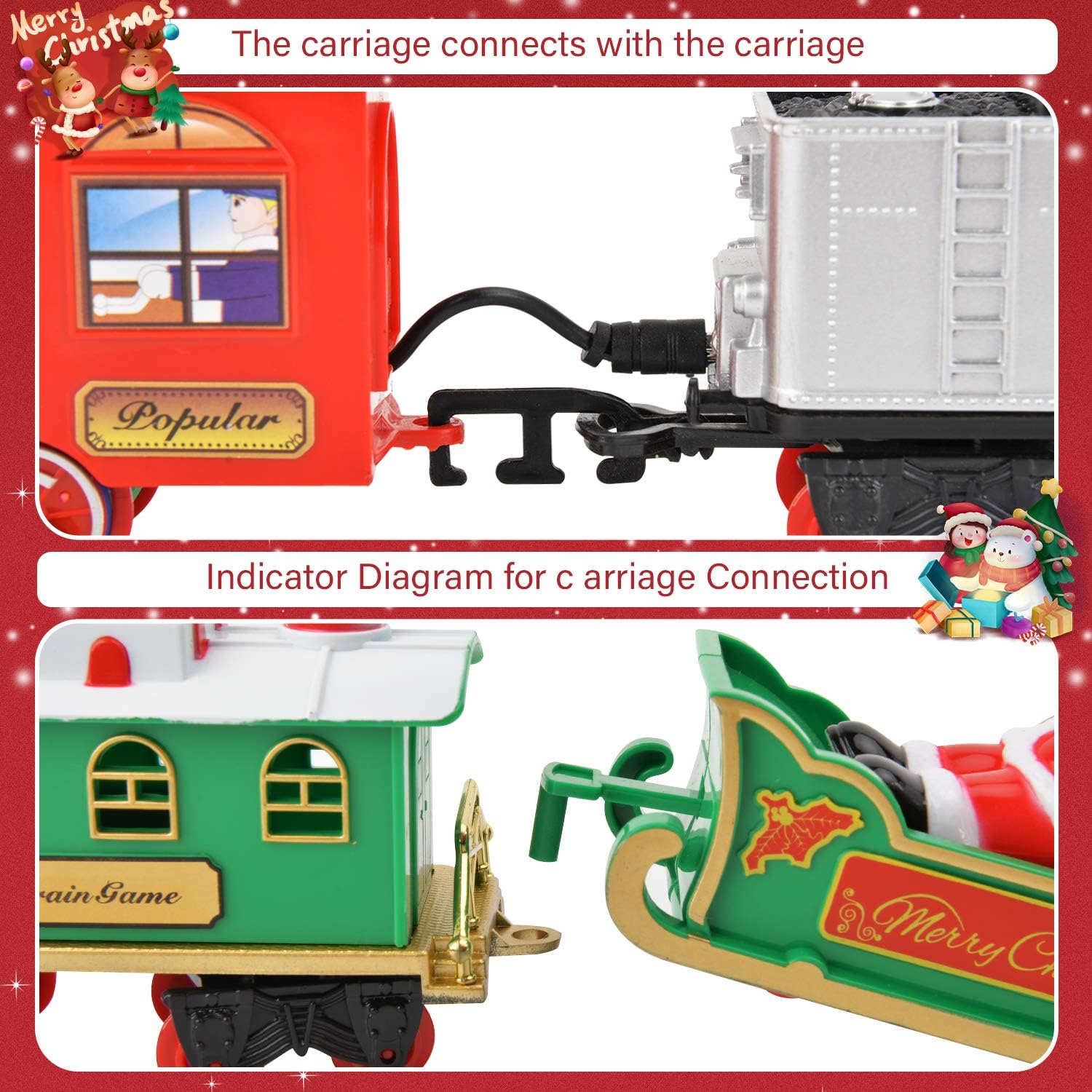 Victostar Christmas Train Set for Kids with Railway Tracks Playset with 4 Cars and 10 Tracks Chirstmas Gifts for Kids Boys Girls