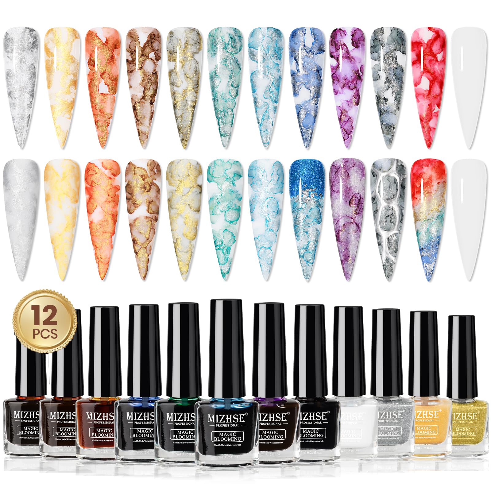 Amazon.com : MIZHSE Marble Nail Polish Set, 12 Colors Marble Ink