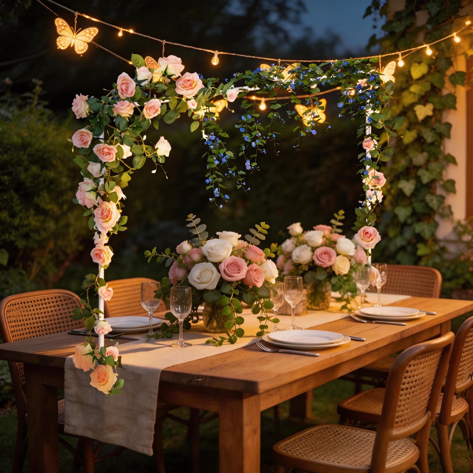 Barra de mesa para bodas y fiestas extensible metal blanco