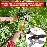 Vista 6 de TABOR TOOLS GG12A - Tijera de podar con yunque, acción compuesta, recortadora de árboles de 30 pulgadas, cortador de ramas gruesas con capacidad