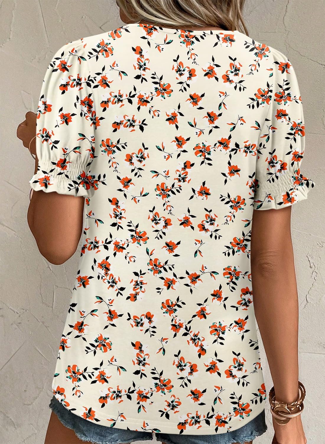 CRAZY GRID Women's Summer Tops Ruffle Short Sleeve 2026 Casual Knit Loose Fit T-Shirt - Image 5