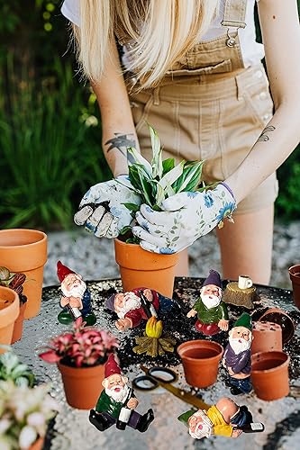 Miniatura 6 de Juego de gnomos en miniatura de 9 piezas con fuego y muebles, para decoración de jardín de hadas y adorno para el hogar