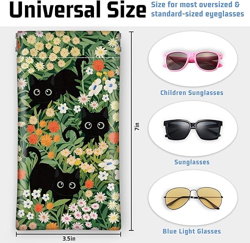 Miniatura 4 de Estuche suave para lentes de sol, 7 x 3.5 pulgadas, portátil, de piel sintética, bolsa de soporte superior para mujeres y hombres