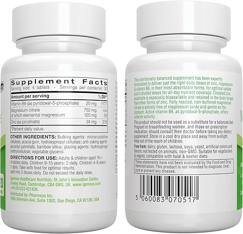Miniatura 6 de Neuroequilibrance suplemento de zinc y magnesio B6 de alta absorción cerebro inmune sueño y recuperación muscular picolinato de zinc quelado 24 mg