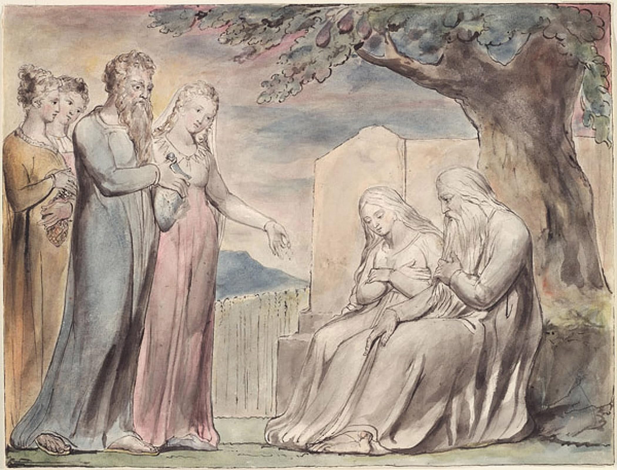 SERENDIPITP Vintage Wall Art Canvas Nordic Poster Canvas Print Picture Blake Book of Job Linell by William Blake Wall Art Poster for Home Decor 60x90cm