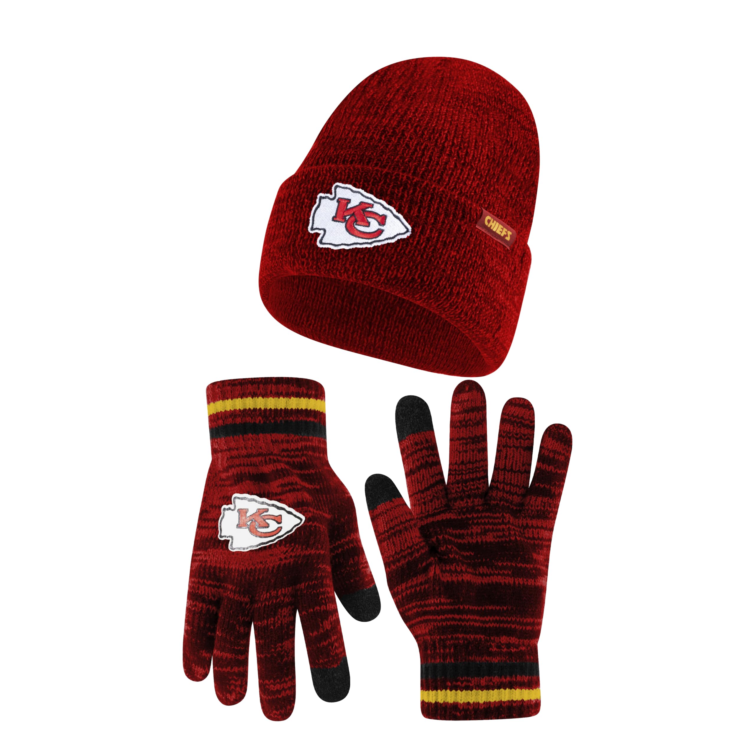 Ultra Game Youth NFL Official Super Soft Marl Knit Winter Beanie Knit Hat with Extra Warm Touch Screen Gloves