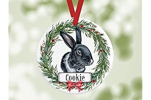 Personalized Christmas Ornament for Black and White Bunny