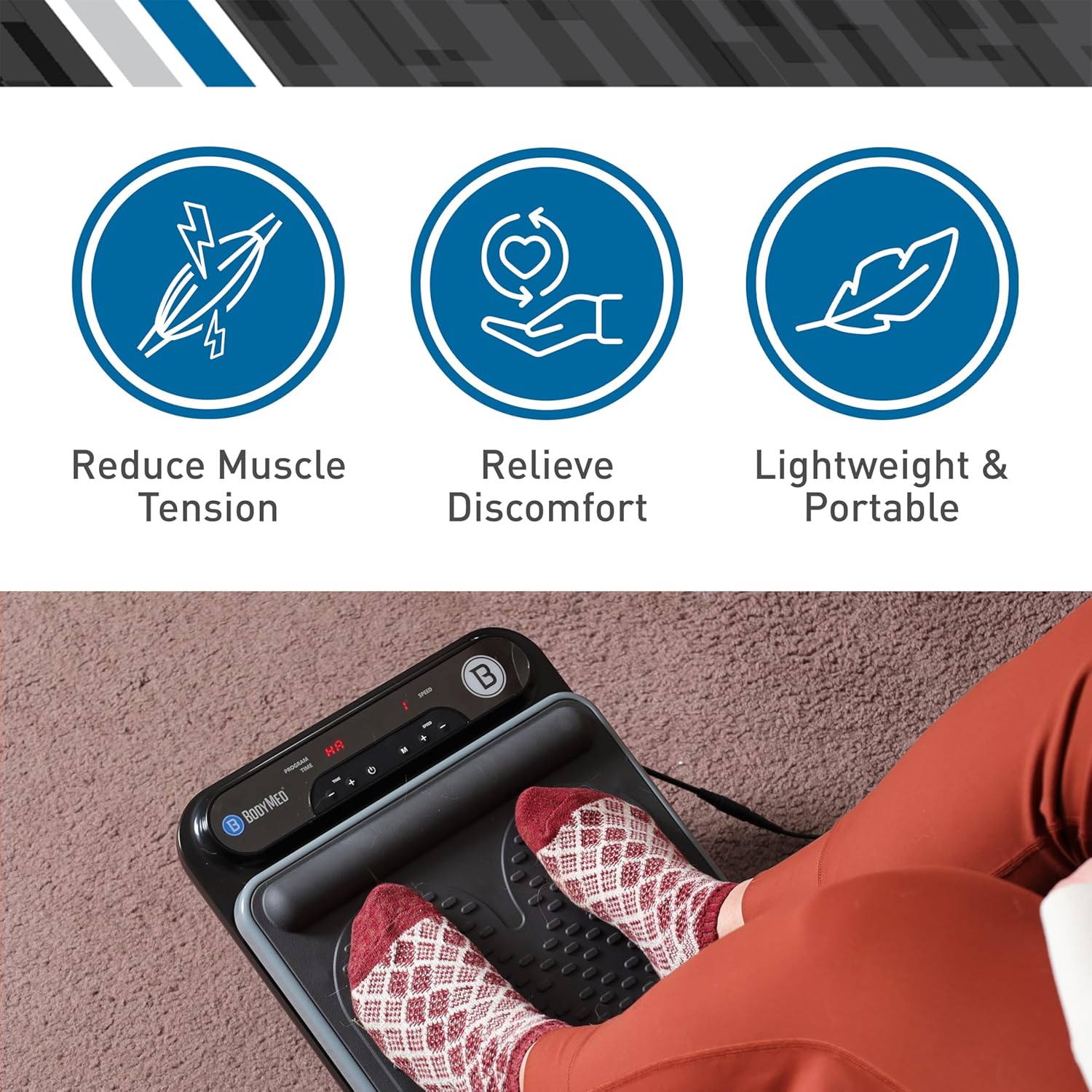 BodyMed Foot Massager | Deep Tissue Vibration Massage Therapy | At-Home Massager with Remote Control | Fast Relief from Neuropathy, Plantar Fasciitis, Improves Circulation