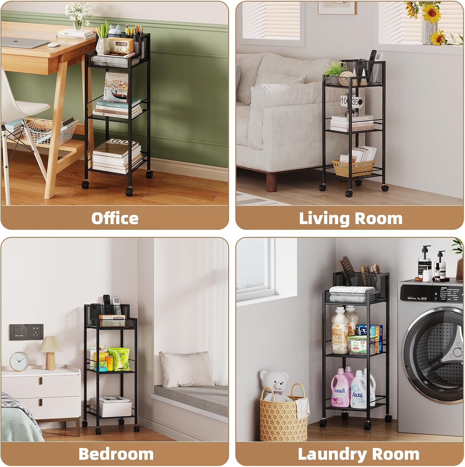 VITVITI Metal Hair Tool Organizer Shelf for Bathroom, 3 Tiers Hair Product Organizer Cart Floor Stand, Curling Irons Straighteners Storage Makeup for Vanity (Black Color)