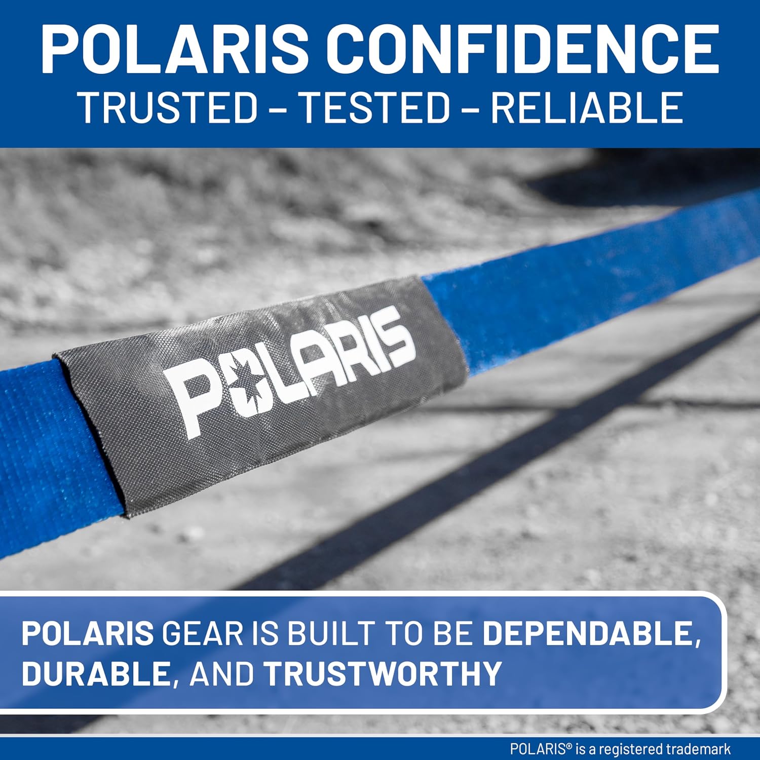 Polaris Recovery Tow Strap - 3 in. x 30 ft., 5,750 lbs Load Capacity, 18,000 lbs Break Strength, Double-Stitched & Reinforced for Ultimate Reliability