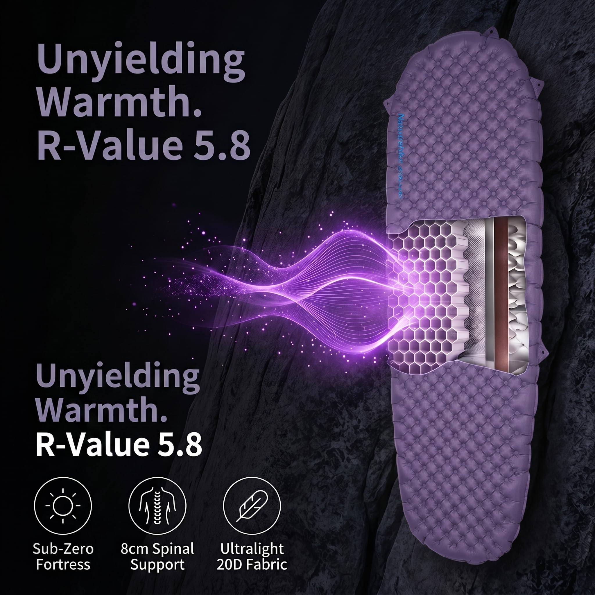 Naturehike Matelas isolant de camping sans PFAS, ultra léger, valeur R 5,8