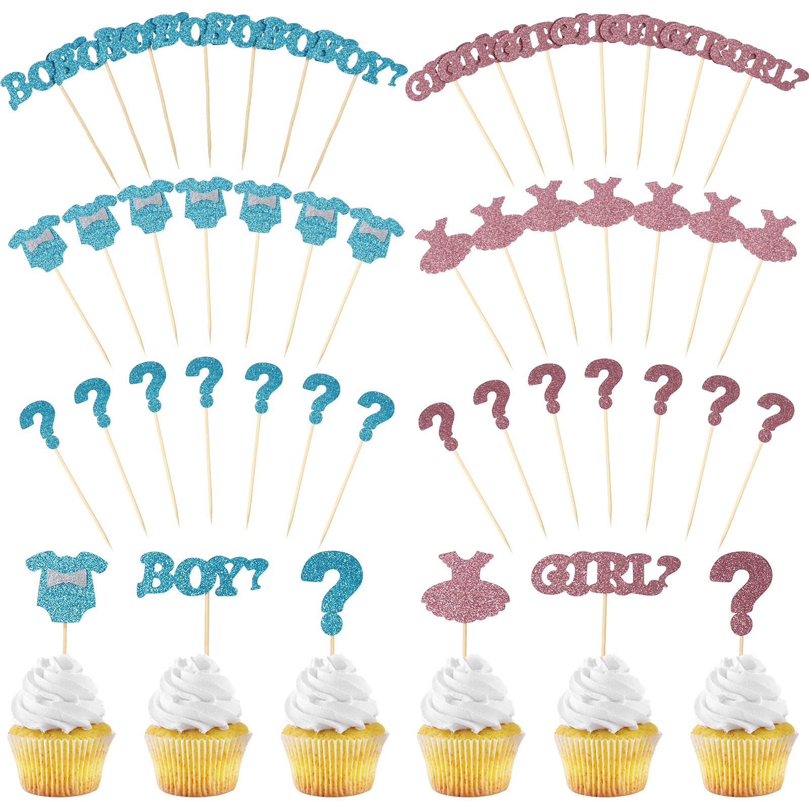 Buy Nezyo 48 Pieces Boy or Girl Cupcake Topper Glitter Onesie Cupcake