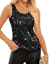 GRACE KARIN Women's Sequin Tops Elegant Sleeveless Party Club Cocktail Glitter Vest