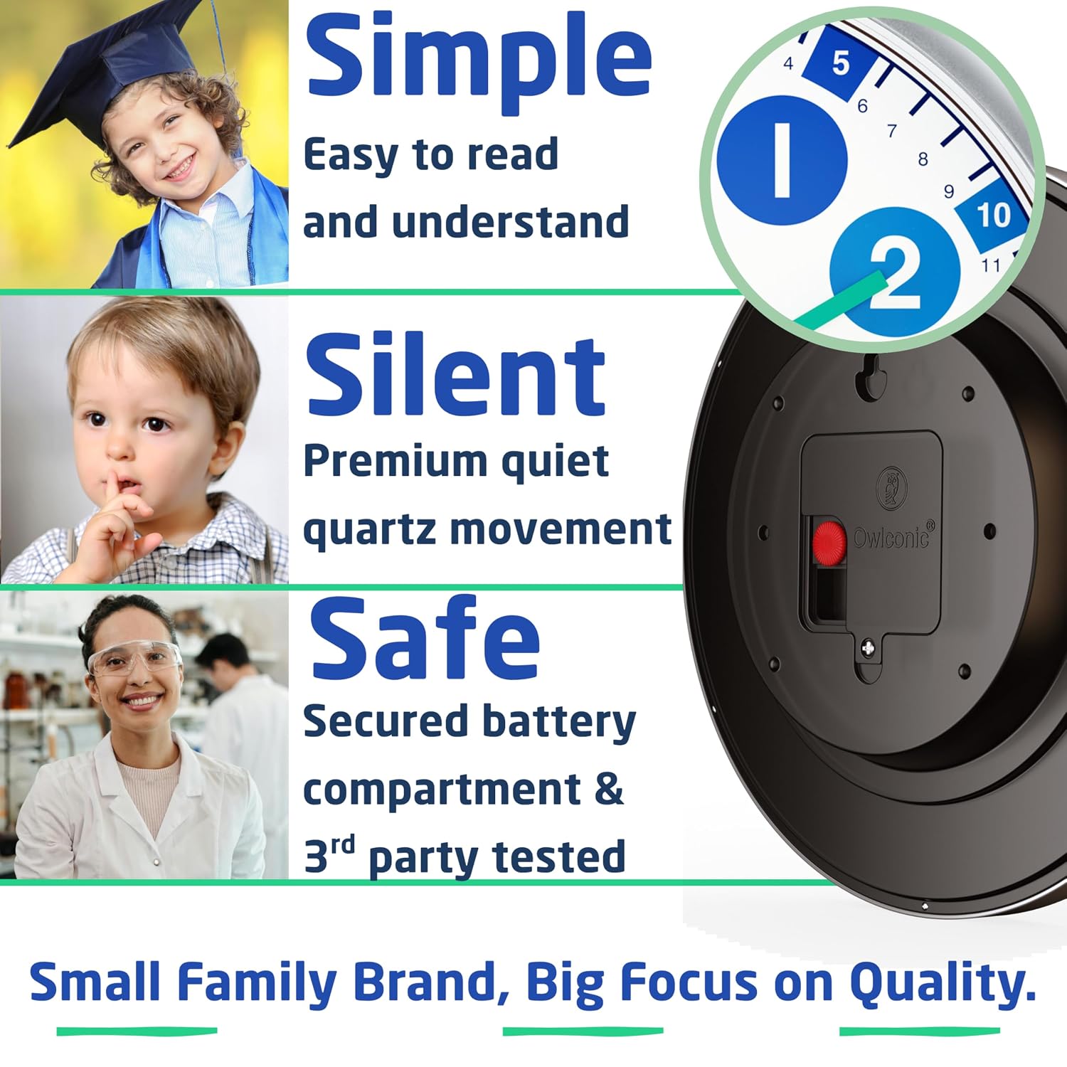 OWLCONIC Kids' Educational Analog Learning Wall Clock - Image 2