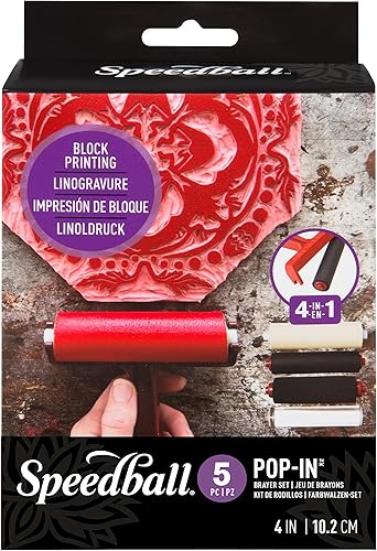 Miniatura 2 de Speedball Kit de Brayer de 4" Pop-in con rodillo, espuma, goma, goma dura y acrílico