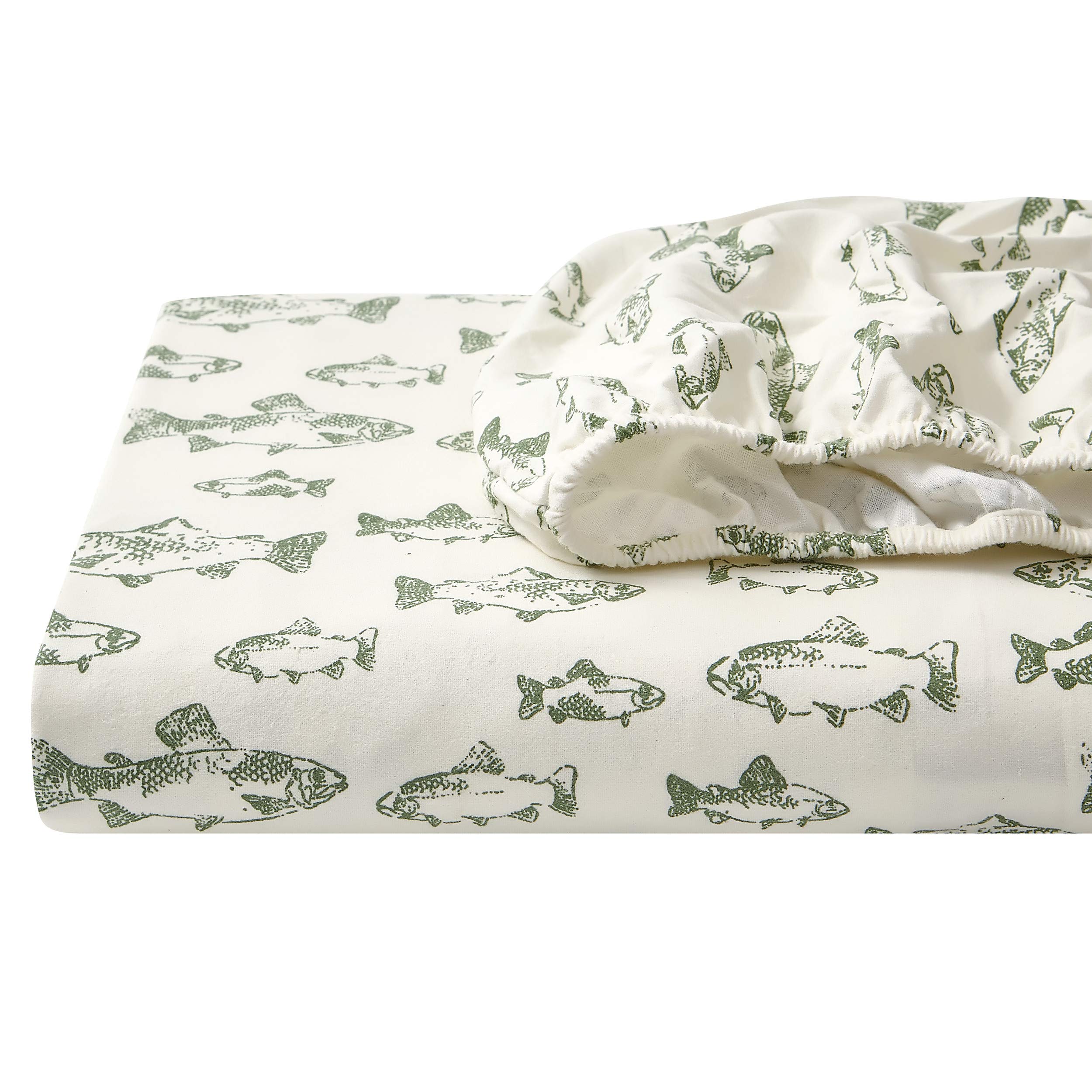 Eddie BauerFull Sheets, Cotton Flannel Bedding Set, Brushed for Extra Softness, Cozy Home Decor (School of Fish, Full)