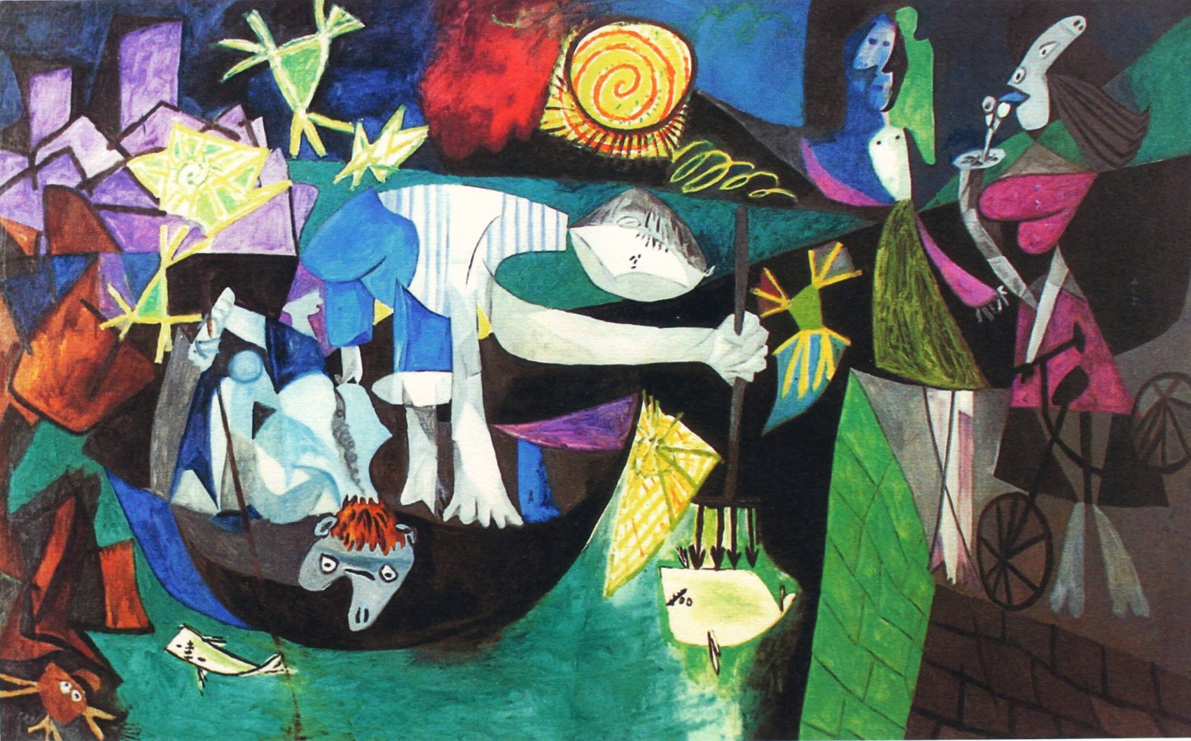 Amazon.co.jp: ピカソ 絵画「アンティーブの夜釣り」作品証明書 展示用