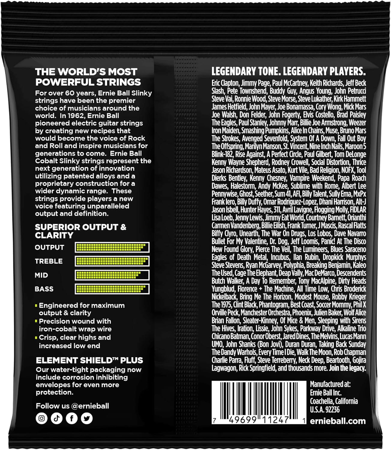 Ernie Ball Regular Slinky Cobalt Electric Guitar Strings 3-pack, 10-46 Gauge (P03721)