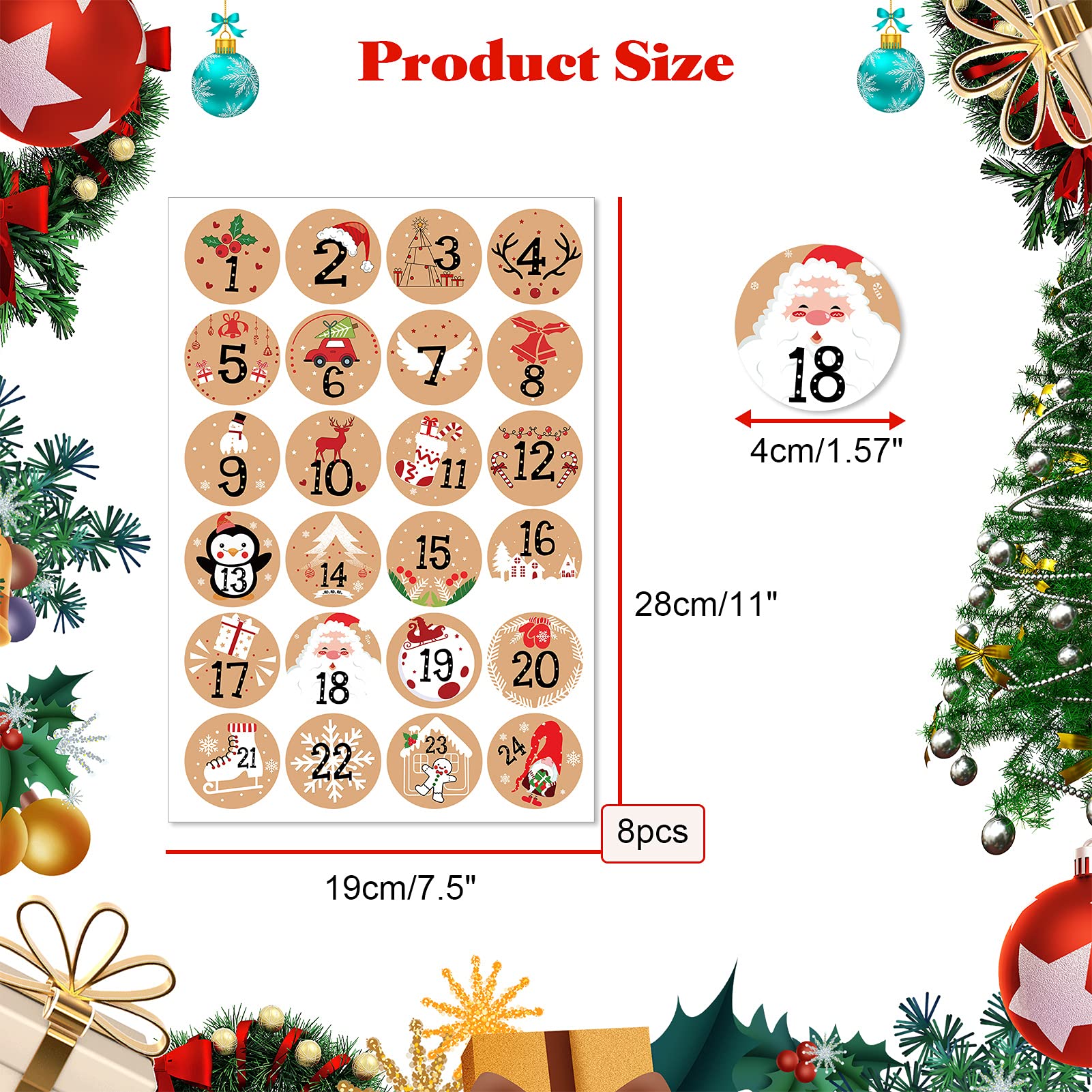 Heart-Shaped Advent Number Stickers – Red Creative Labels For Christmas Countdown