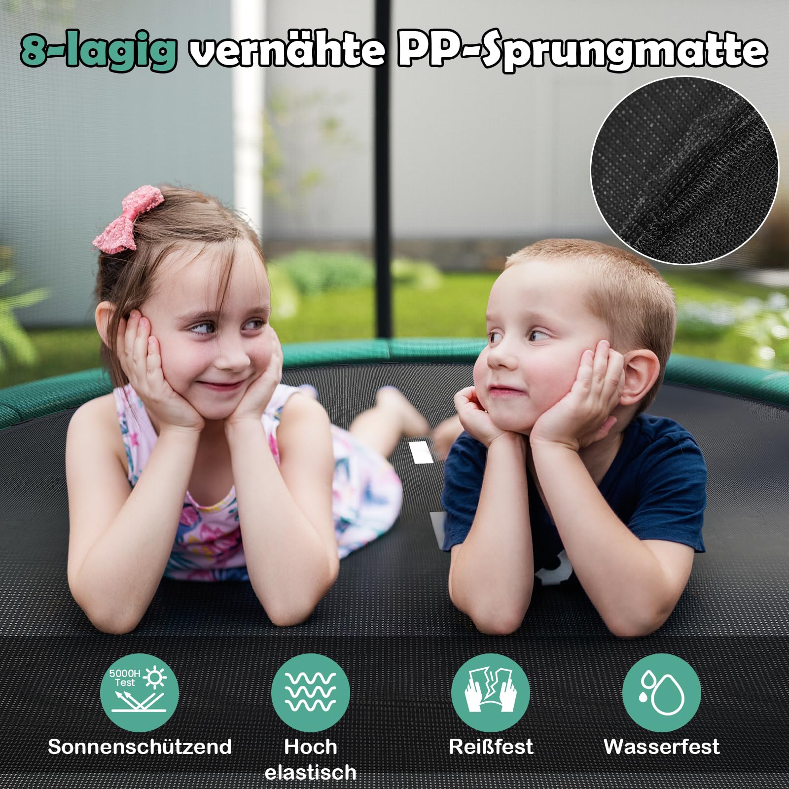 COSTWAY Ø244 cm/305 cm/366 cm Trampolin Outdoor mit Leiter, Gartentrampolin rund mit Sicherheitsnetz, Randabdeckung & Metallrahmen, Kindertrampolin Komplett Set für Kinder & Erwachsene