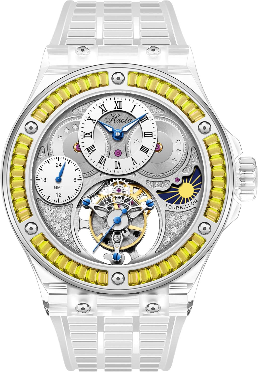 HAOFA 腕時計メンズ トゥールビヨン K9水晶ガラス ダイヤモンドベゼル 機械式手巻き ムーンフェイズ GMT 腕時計 中空の文字盤 防水 高級 おしゃれ 男性プレゼント Amazonで販売中 HAOFA 腕時計メンズ トゥールビヨン K9水晶ガラス ダイヤモンドベゼル 機械式手巻き ムーンフェイズ GMT 腕時計 中空の文字盤 防水 高級 おしゃれ 男性プレゼント Amazonで販売中