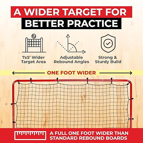 Miniatura 8 de Red de rebote de voleibol  7 x 5 pies ajustable para práctica de voleibol para mejorar golpes, pinchos, servir  Equipo de entrenamiento portátil de