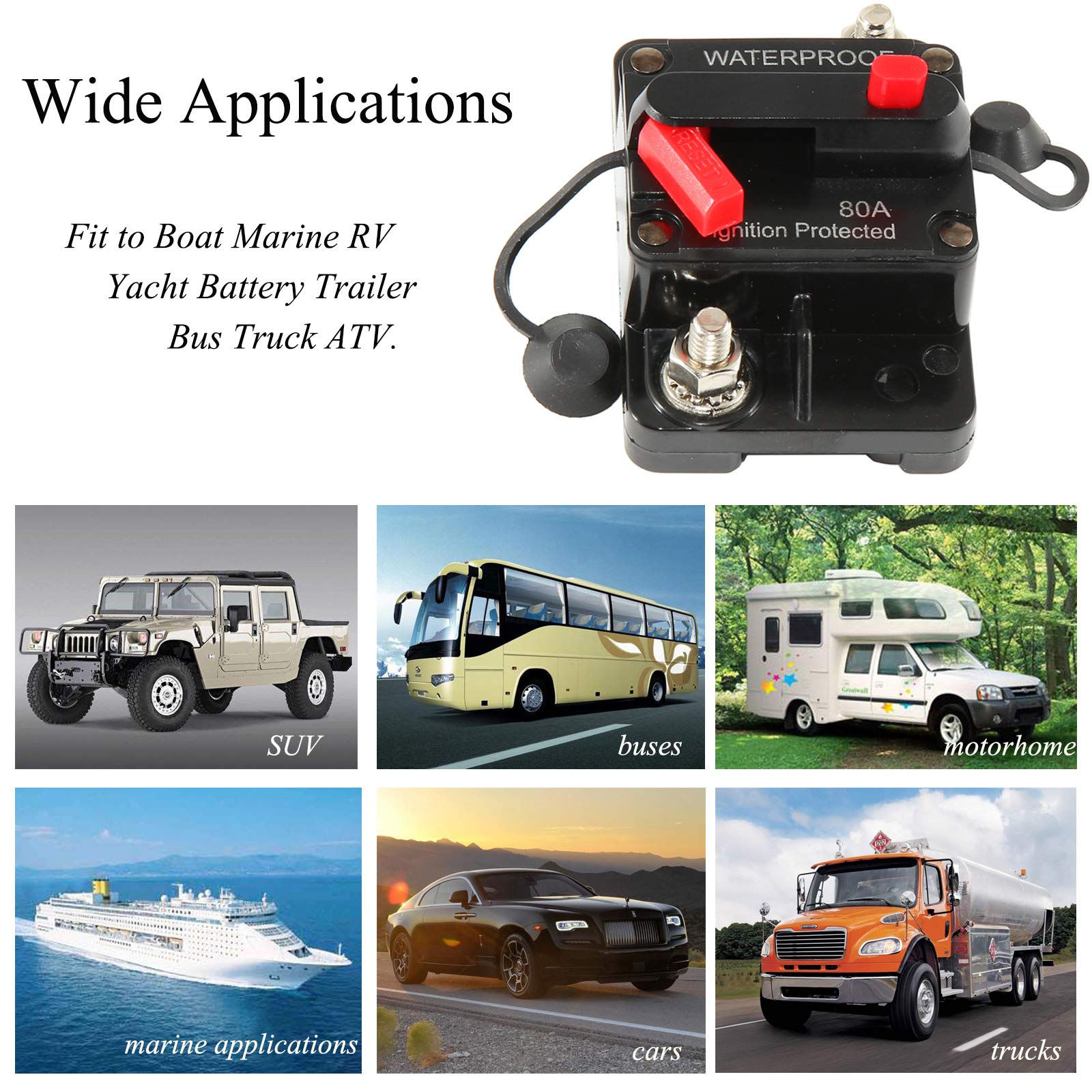Snapklik.com : 80Amp Circuit Breaker For Boat Trolling Motor Marine ATV ...