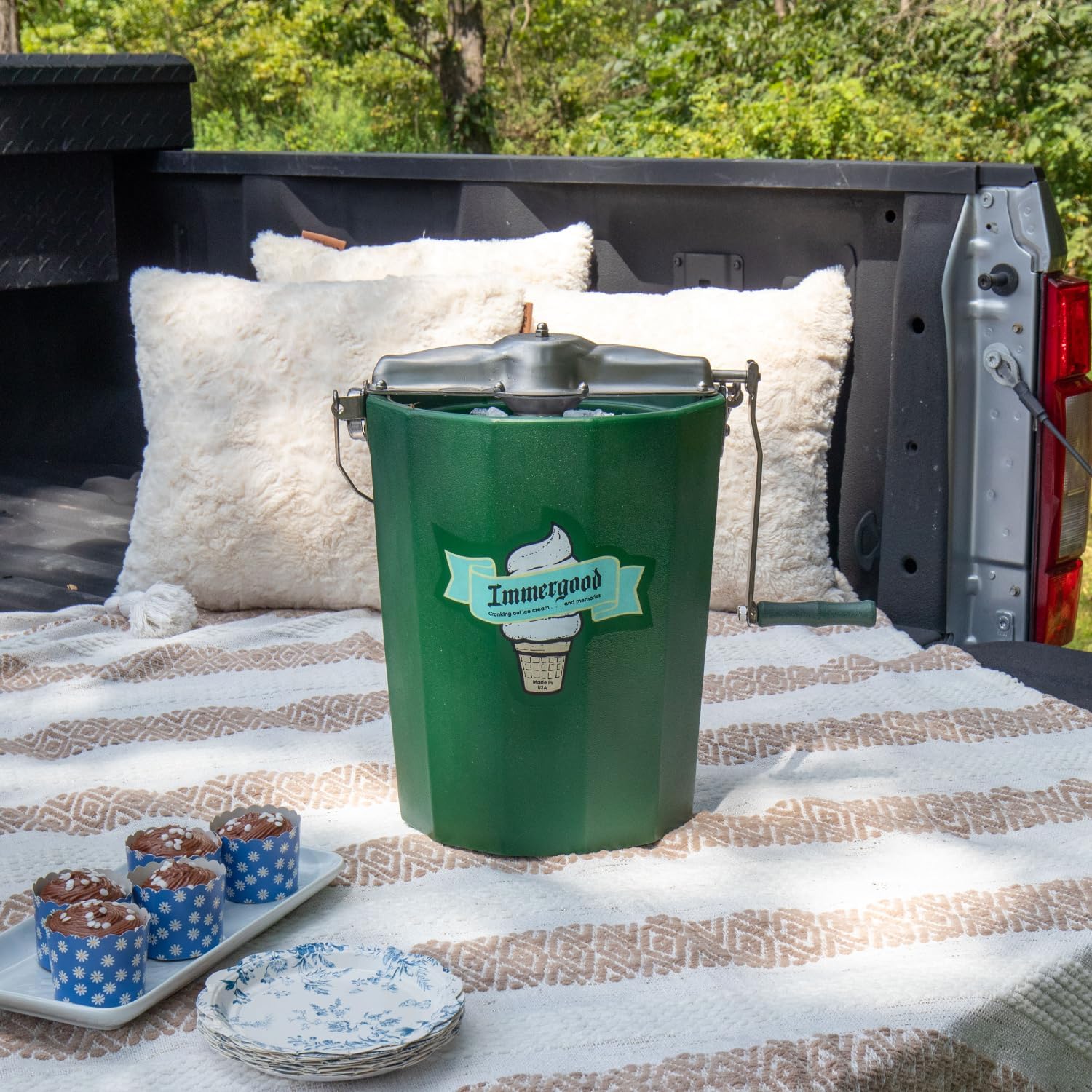 PREMIUM 6 qt. - Immergood Stainless Steel Ice Cream Maker - Hand Crank