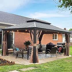 12' x 14' Hardtop Gazebo Outdoor Aluminum Gazebos with Galvanized