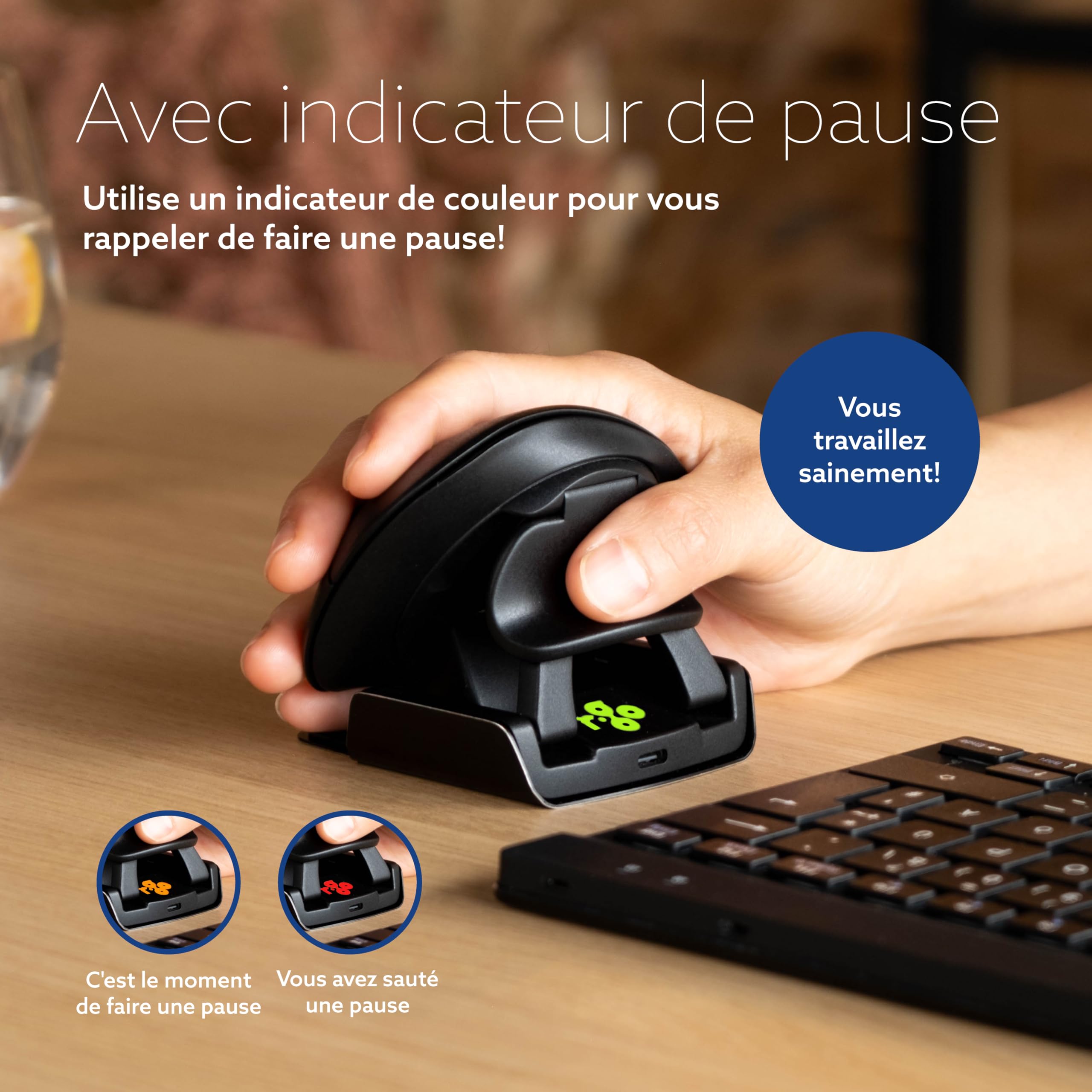 R-Go Twister Ambidextre Souris, Design Vertical Ergonomique, Connexion Bluetooth/USB Mode Dual, Logiciel Anti-TMS, Prévention du Syndrome de la Souris, Rechargeable, pour Windows/Mac, Noir