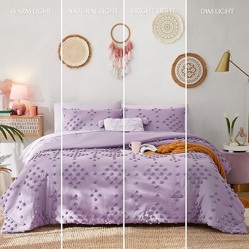 Miniatura 40 de Geniospin Juego de edredón rosa Queen para niñas, 7 piezas con pompones en una bolsa, juegos de ropa de cama individual con sábanas, fundas