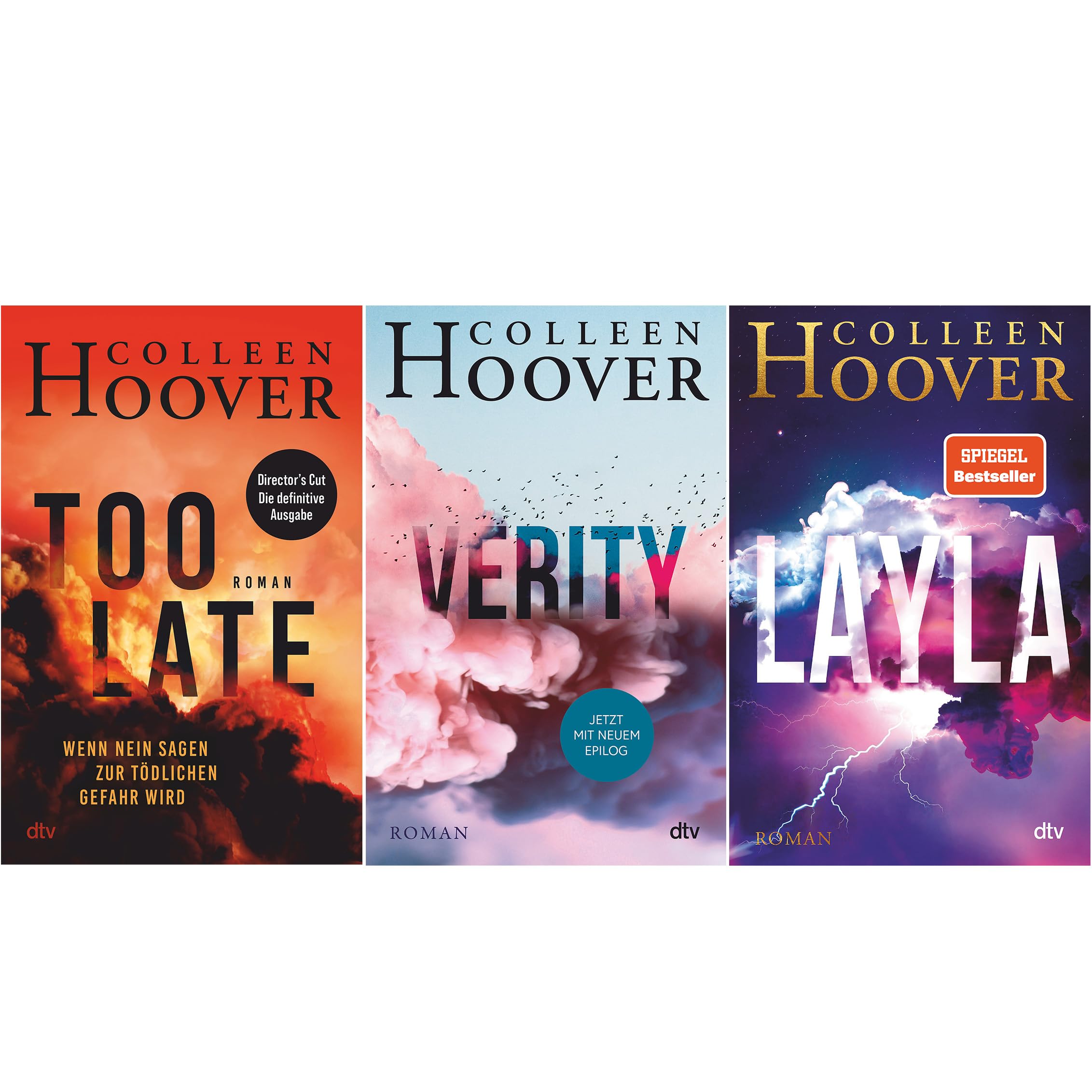 Colleen Hoover Set: »Too Late – Wenn Nein sagen zur tödlichen Gefahr wird« + »Verity« + »Layla«