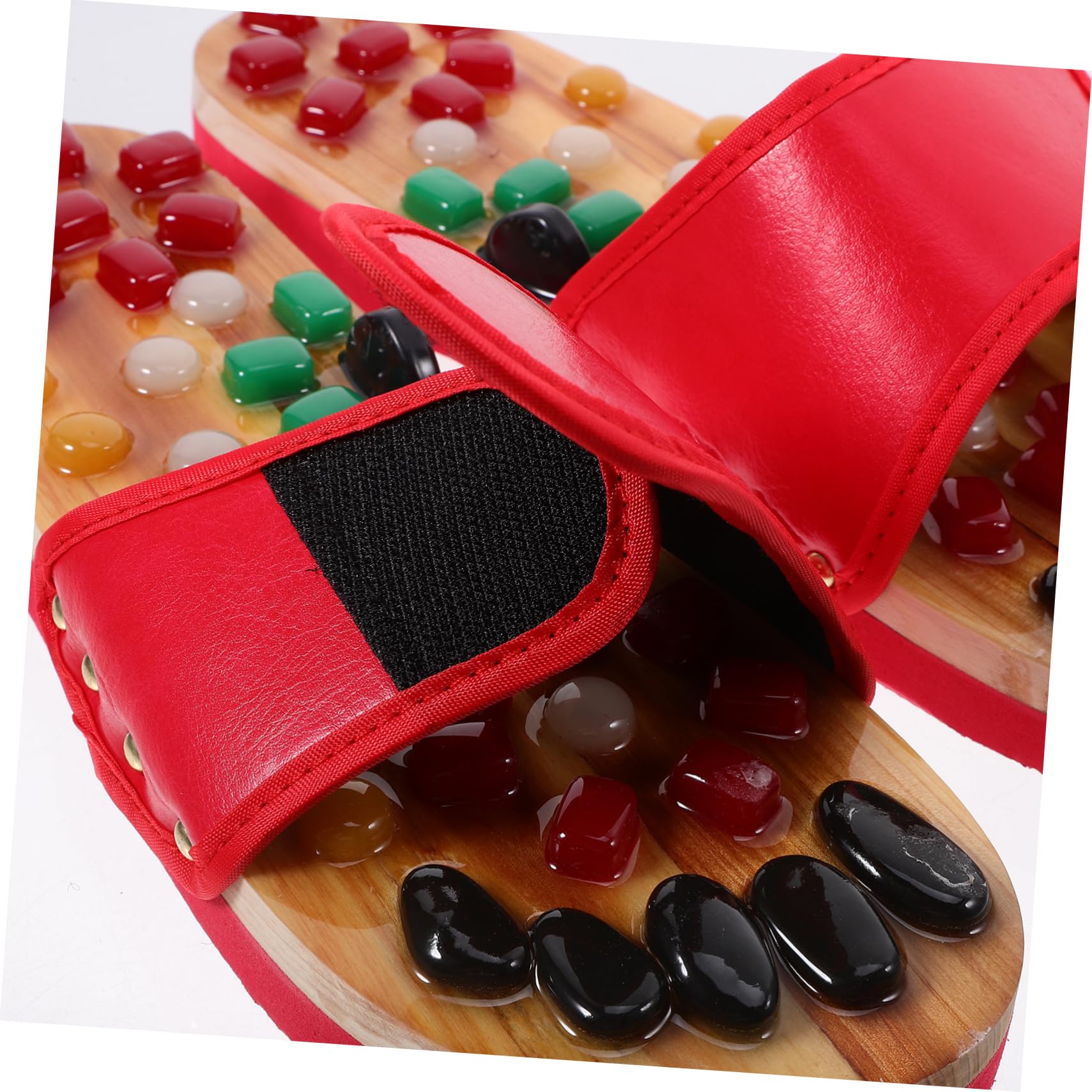 Fußakupunktur Sandalen Rot Größe 39-40 aus Jade Massage