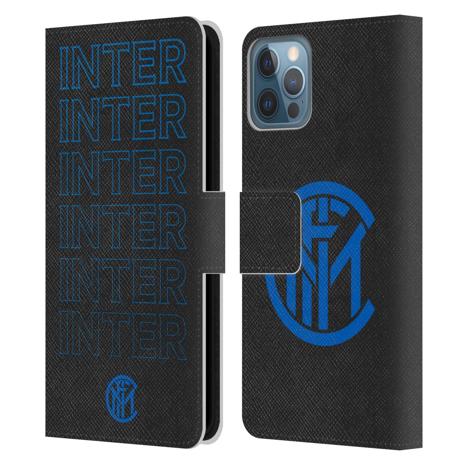 Carcasa de cuero tipo libro iPhone 12 funda Inter Milan protectora completa 7