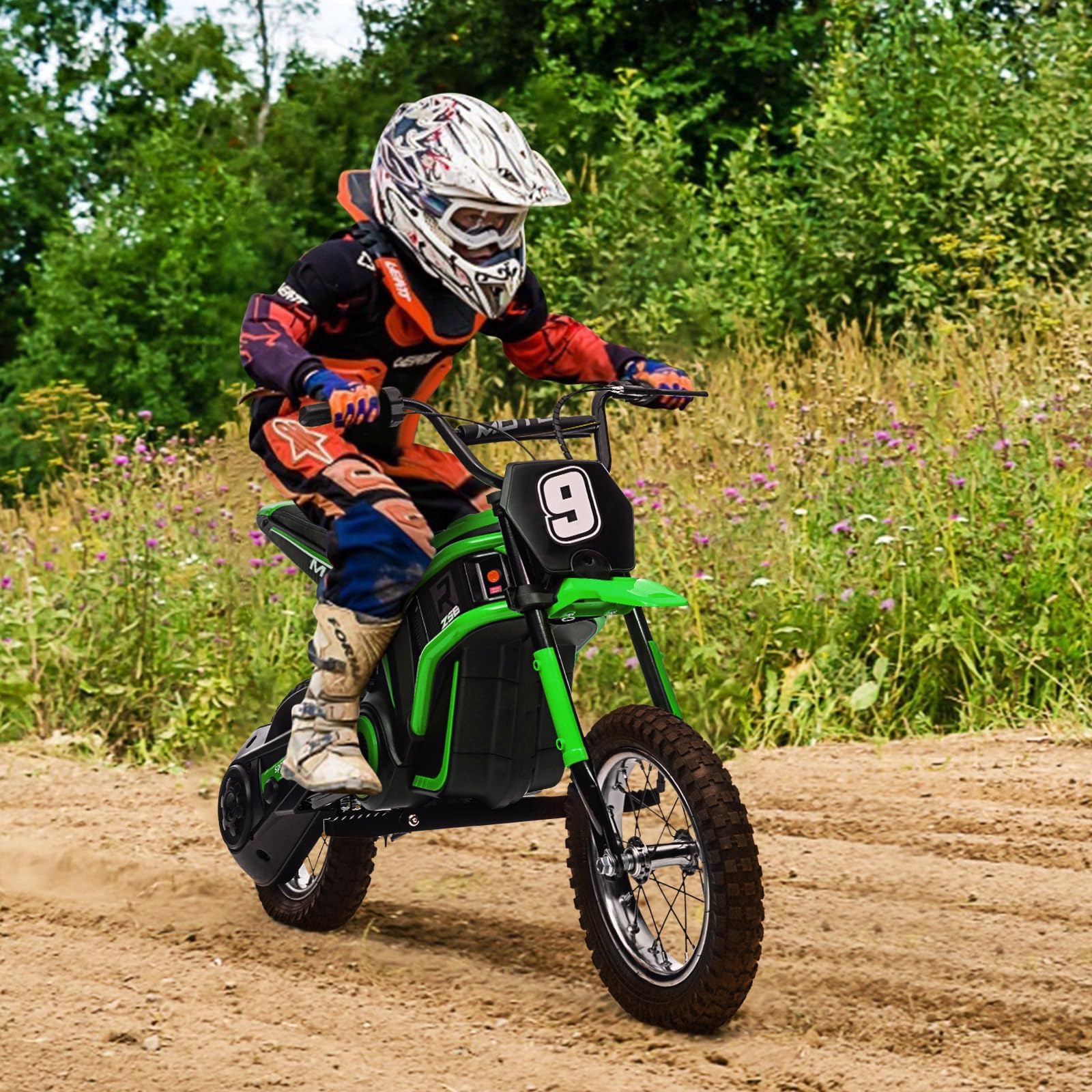 Electric Dirt Bike for Kids,14.29 MPH,350W Electric Motorcycle 24V for Child,Motorcross for Girls and Boys,Kid Dirtbike,3-Speed Modes,Max 135 Lbs